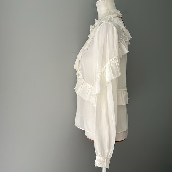 LoveShackFancy Jelena Silk Blouse in Antique White XS $395 - Picture 13 of 16